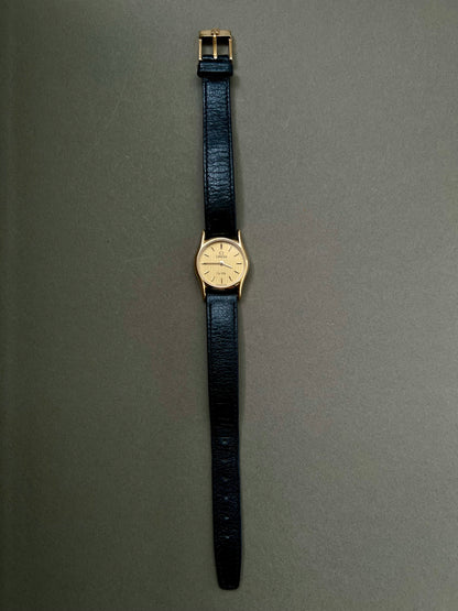 Omega De Ville Ladies Gold Watch with Champagne Textured Dial