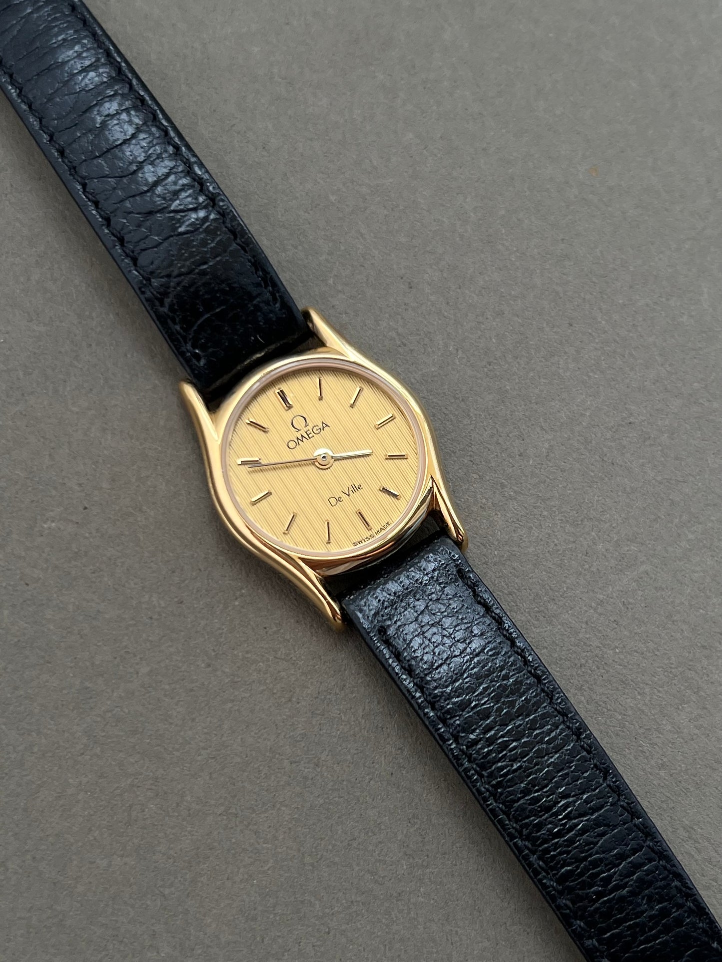 Omega De Ville Ladies Gold Watch with Champagne Textured Dial