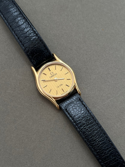 Omega De Ville Ladies Gold Watch with Champagne Textured Dial