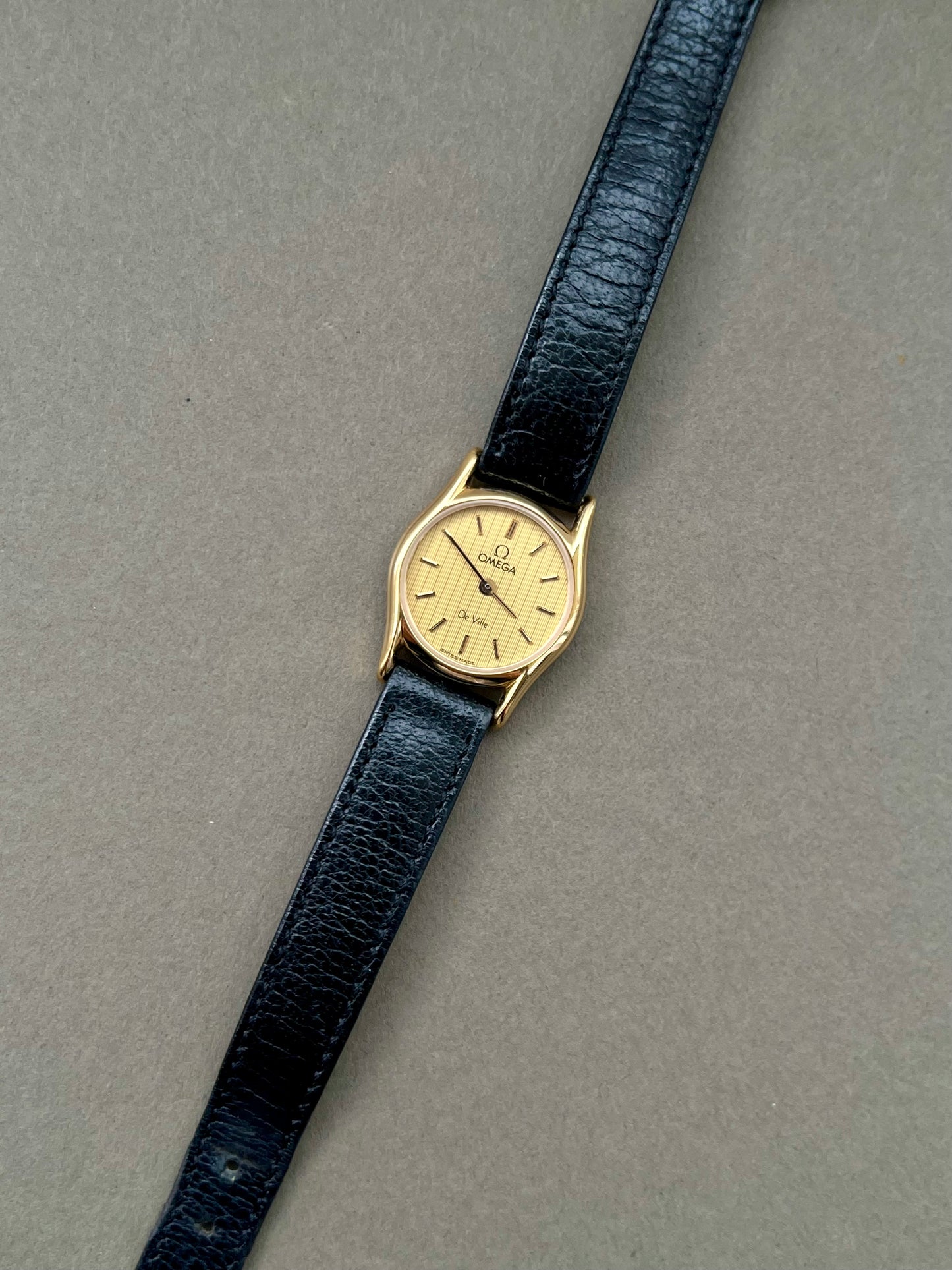 Omega De Ville Ladies Gold Watch with Champagne Textured Dial