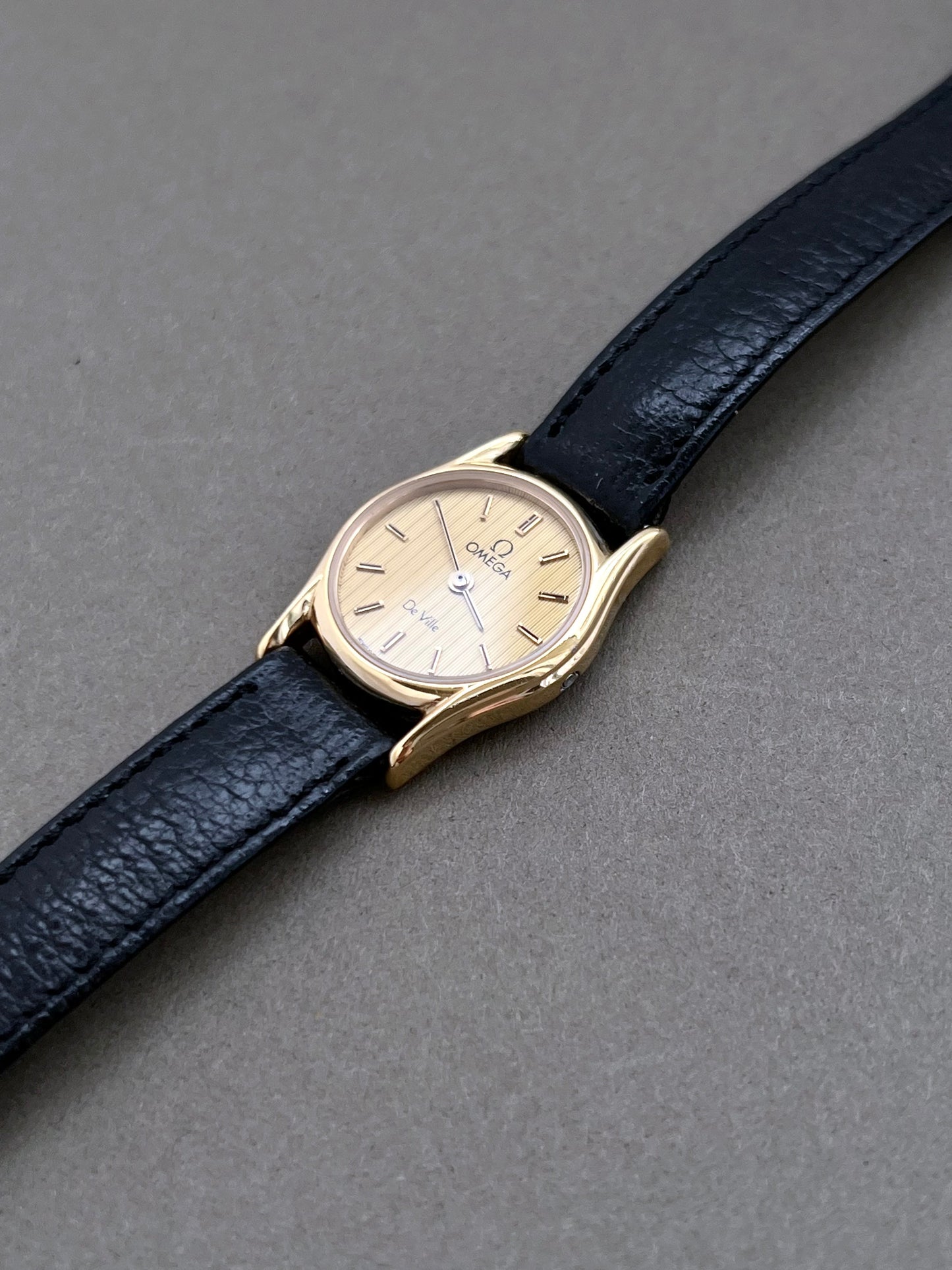 Omega De Ville Ladies Gold Watch with Champagne Textured Dial