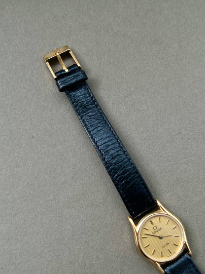 Omega De Ville Ladies Gold Watch with Champagne Textured Dial