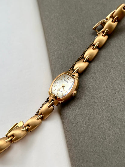 Seiko Tisse Ladies Gold Bracelet Watch with Domed Crystal and Matte Finish