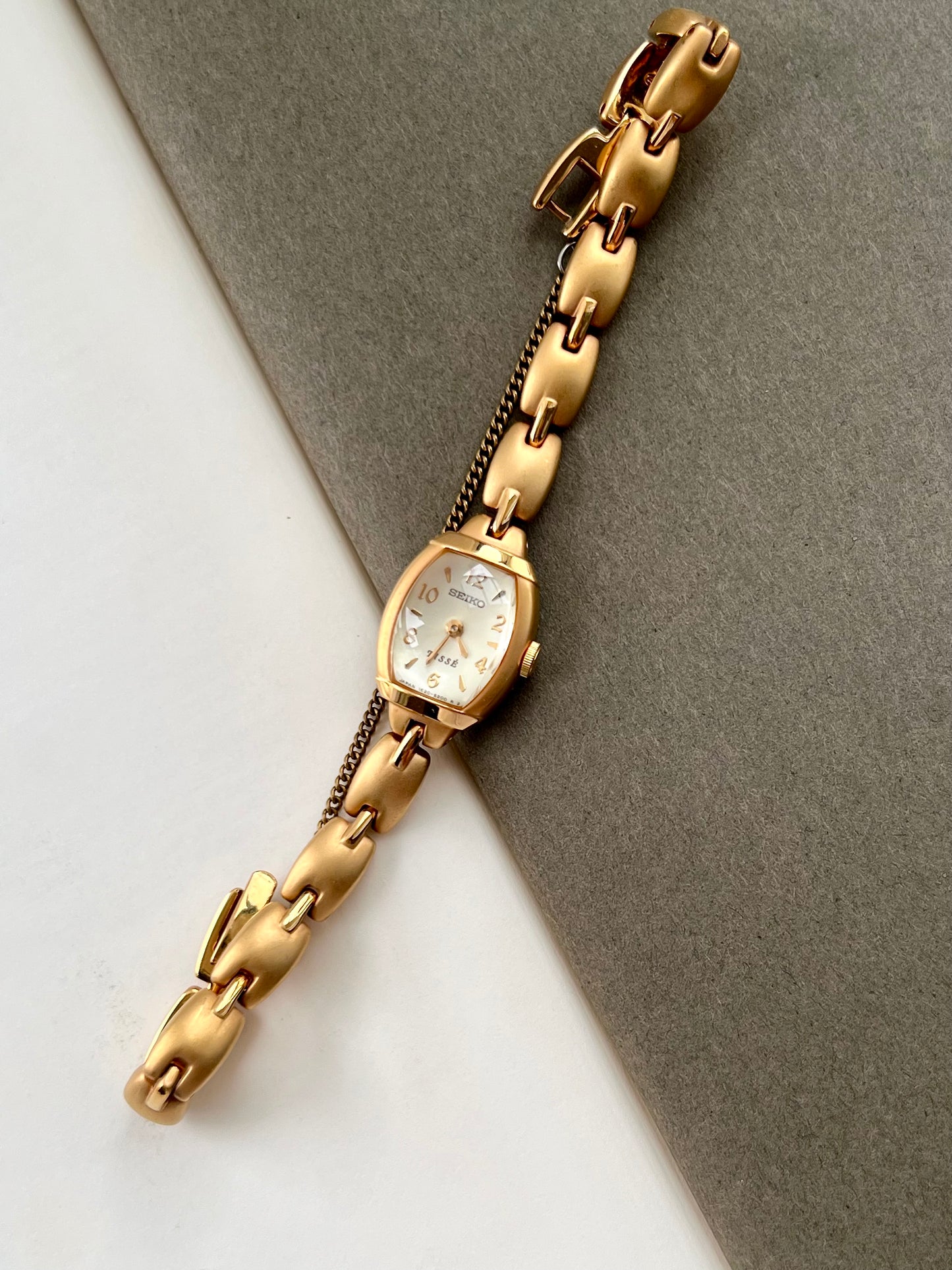 Seiko Tisse Ladies Gold Bracelet Watch with Domed Crystal and Matte Finish