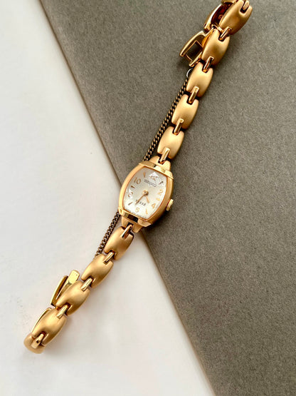 Seiko Tisse Ladies Gold Bracelet Watch with Domed Crystal and Matte Finish