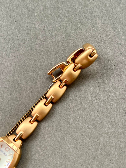 Seiko Tisse Ladies Gold Bracelet Watch with Domed Crystal and Matte Finish