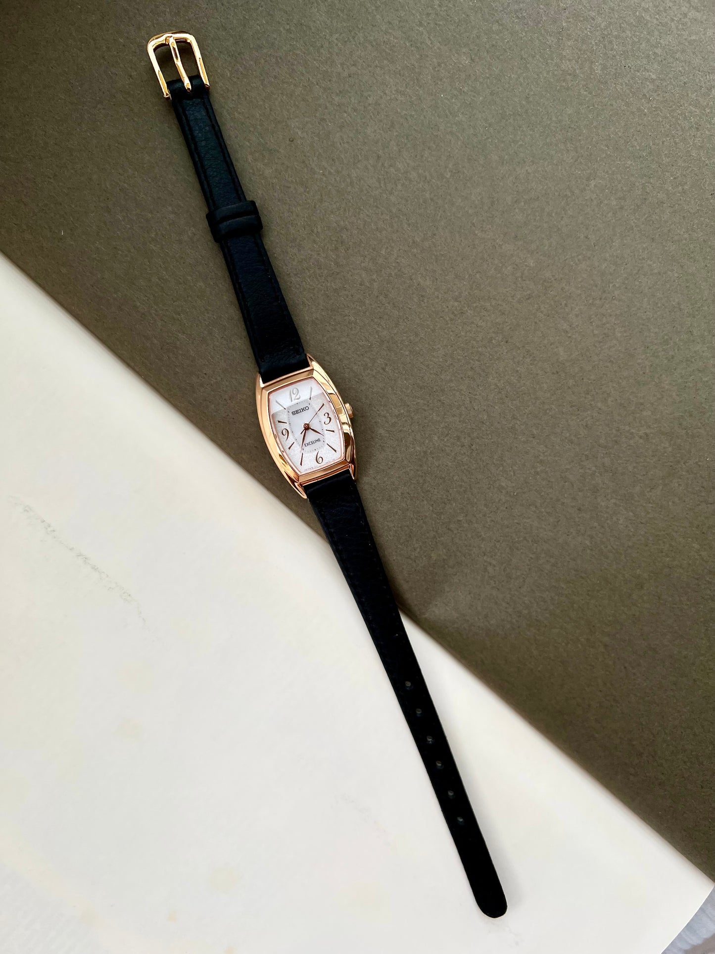 Seiko Exceline Ladies Gold Tonneau Watch with Stardust Dial