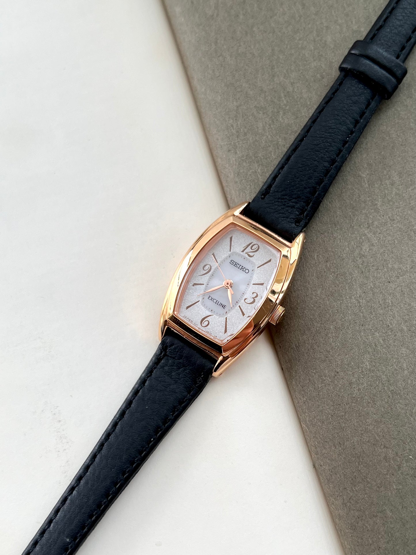 Seiko Exceline Ladies Gold Tonneau Watch with Stardust Dial