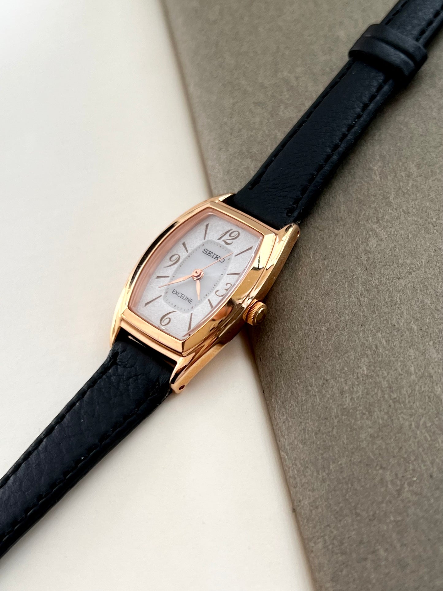Seiko Exceline Ladies Gold Tonneau Watch with Stardust Dial