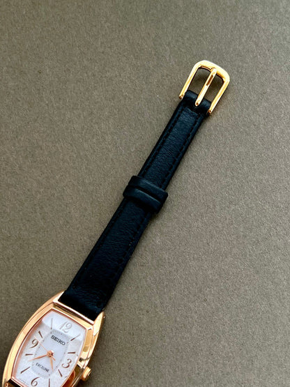 Seiko Exceline Ladies Gold Tonneau Watch with Stardust Dial