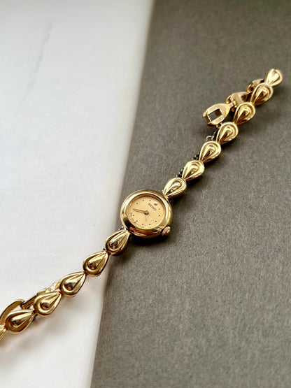 Seiko Ladies Gold Teardrop Bracelet Watch with Champagne Dial