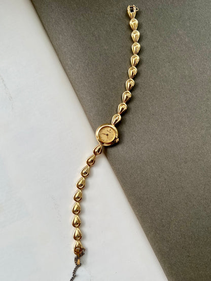 Seiko Ladies Gold Teardrop Bracelet Watch with Champagne Dial