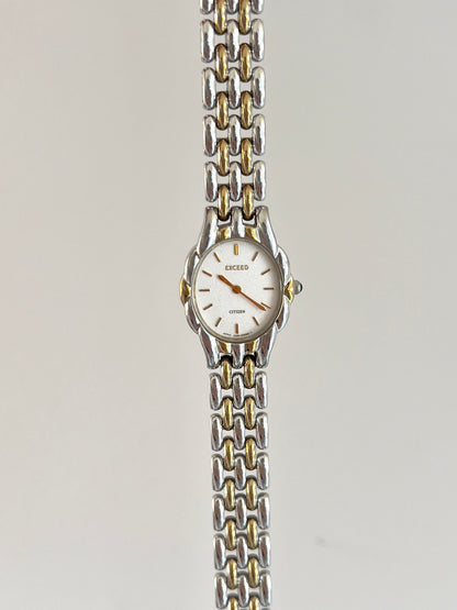 Citizen Womans Watch with a Volcanic Patterned Case & Green Crown Stone