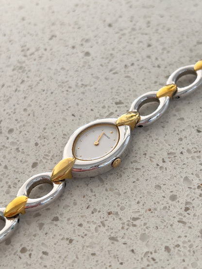 Seiko Two Toned Woman's Watch with Oval Linking Bracelet