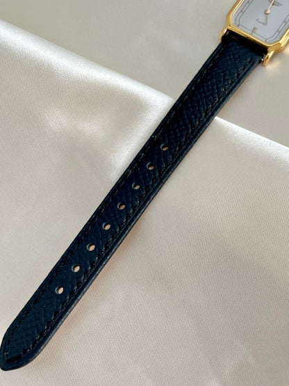 Longines Gold Tone Rectangular Women's Watch with a Smoke Silver Dial