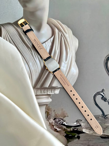 Longines Gold Tone Rectangular Women's Watch with a Smoke Silver Dial