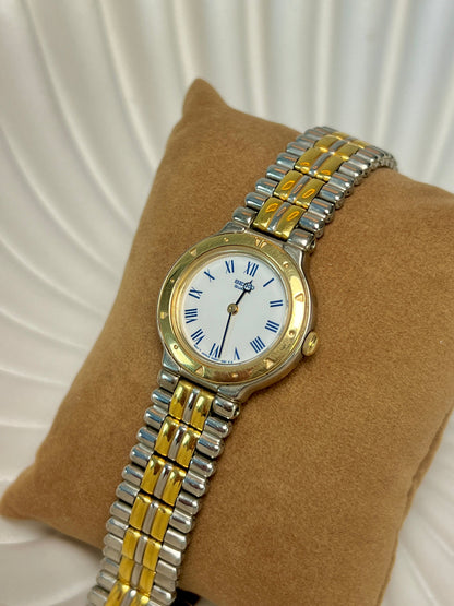 Seiko Roman Bezel Two Tone Women’s Watch, dial close up of a vintage women's watch at Gilded Hour.