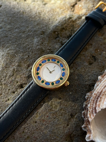 Yves Saint Lauren "Jewelled Halo" Watch in Shades of Blue