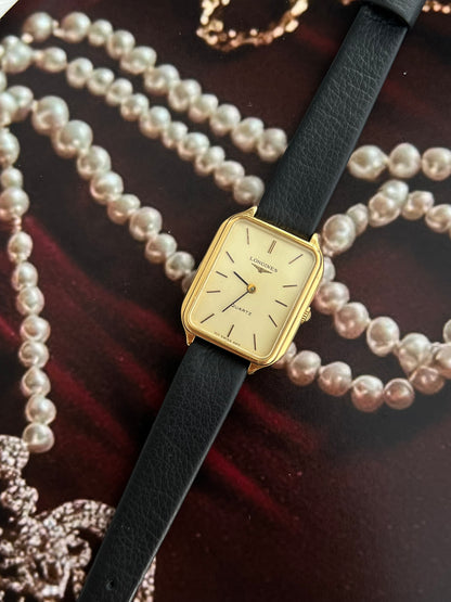 Longines Soft Rectangular Gold Tone Minimalist Women's Watch