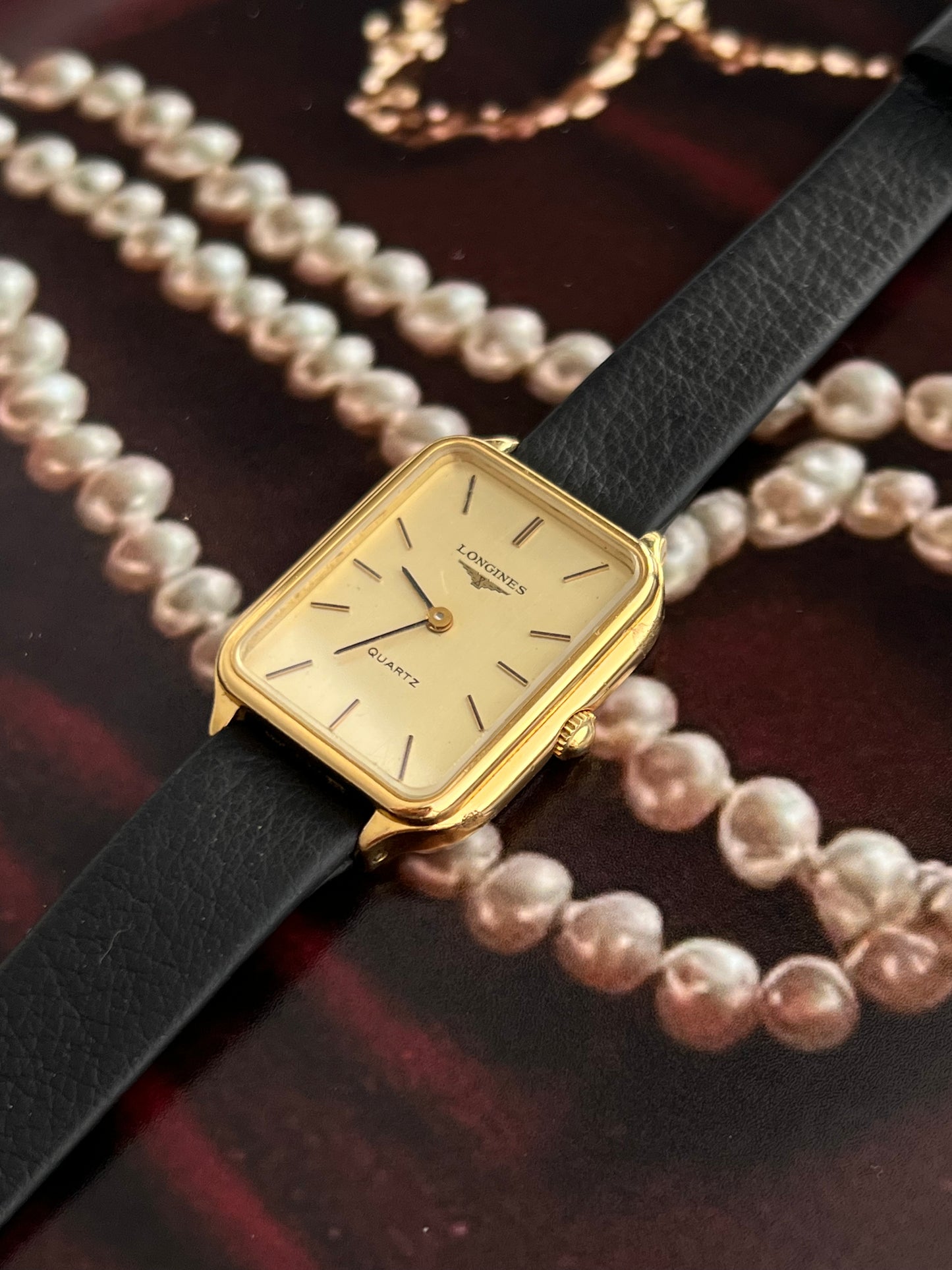 Longines Soft Rectangular Gold Tone Minimalist Women's Watch