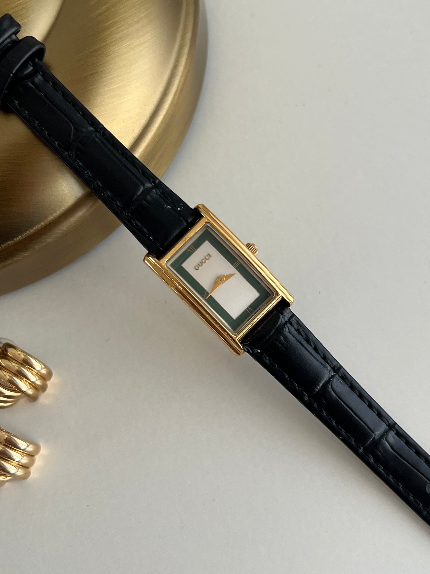 Gucci Rectangular Gold Women's Watch Green Dial 2600L