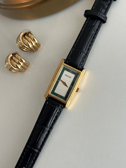 Gucci Rectangular Gold Women's Watch Green Dial 2600L