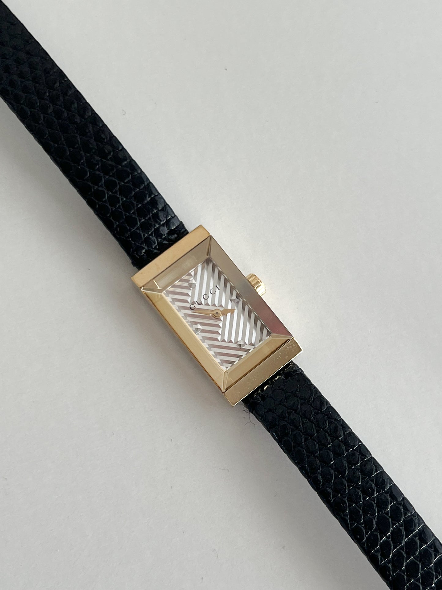 Gucci Rectangular Women's Watch with Chevron Dial 147.5