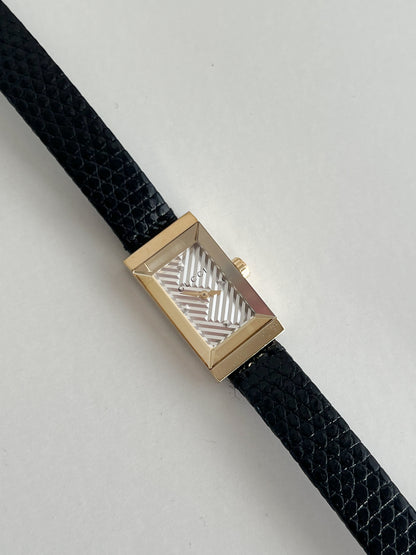 Gucci Rectangular Women's Watch with Chevron Dial 147.5