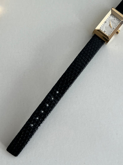 Gucci Rectangular Women's Watch with Chevron Dial 147.5