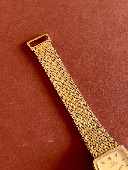 Omega Gold Toned De Ville Woman's Watch with Mesh Bracelet