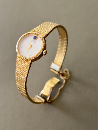 Seiko Round Rope Dial Ladies Watch with Blue Stone Eye