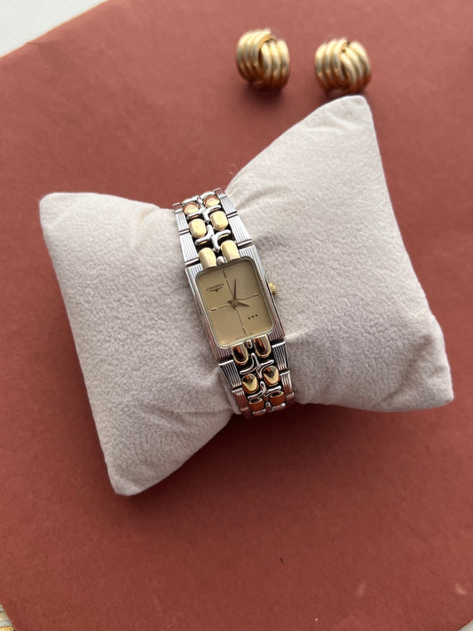 Longines QWR Ladies Two Tone Bracelet Watch with Champagne Dial