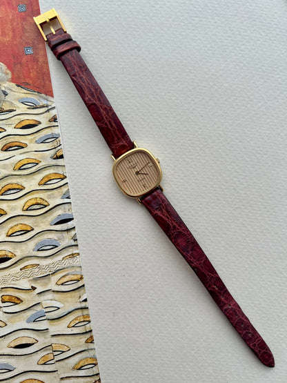 Longines Wafer Textured Dial Burgundy Strap Women’s Watch