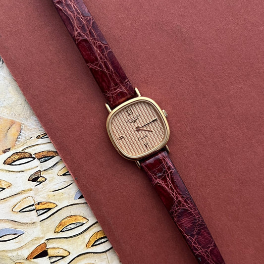 Longines Wafer Textured Dial Burgundy Strap Women’s Watch