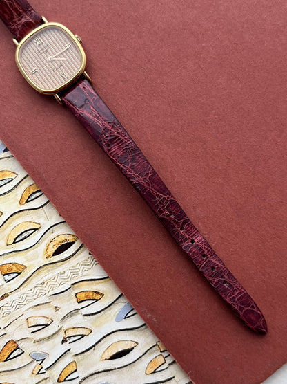 Longines Wafer Textured Dial Burgundy Strap Women’s Watch