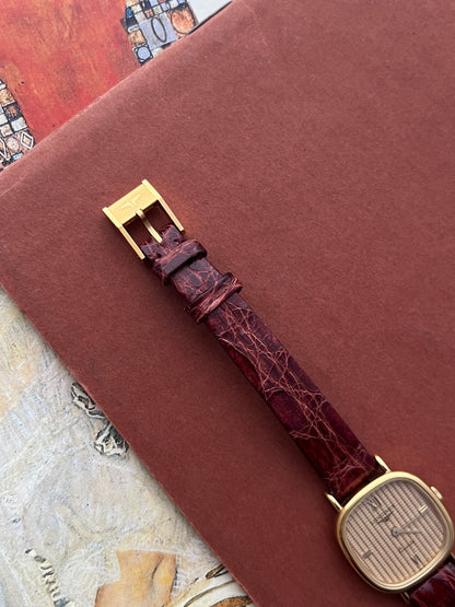 Longines Wafer Textured Dial Burgundy Strap Women’s Watch
