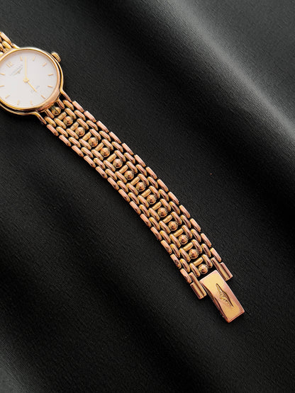 Longines Classic Gold Ladies Watch with Polka Dial