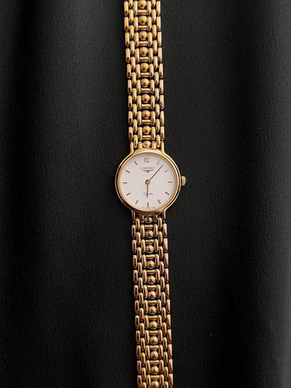 Longines Classic Gold Ladies Watch with Polka Dial