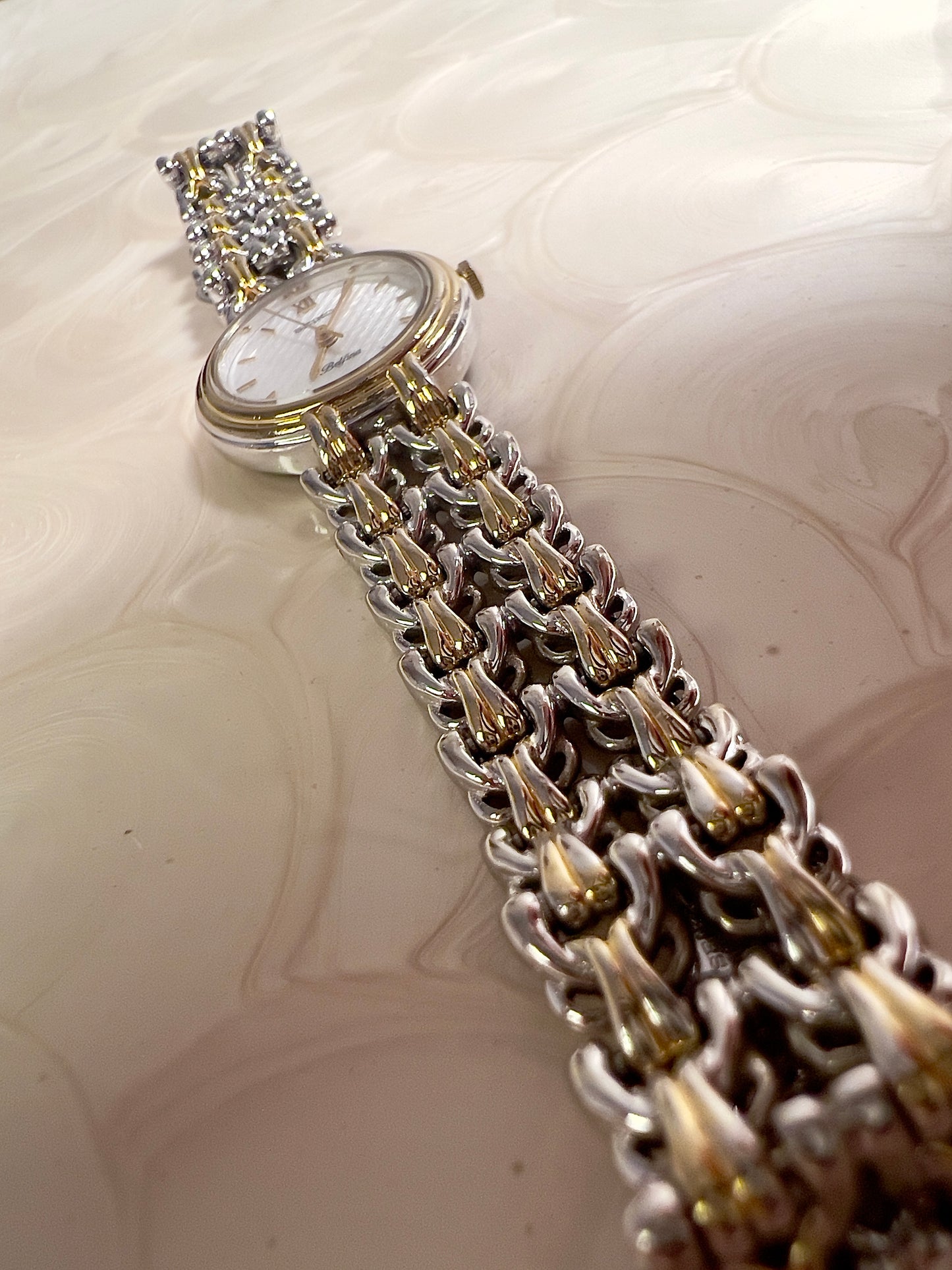Seiko Belfina Two Tone Ladies Watch with Intricate Bracelet