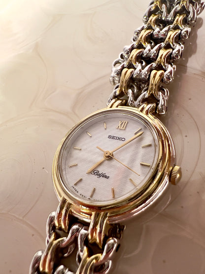 Seiko Belfina Two Tone Ladies Watch with Intricate Bracelet