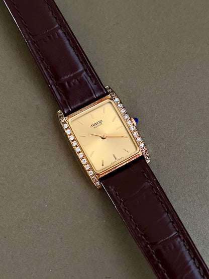 Rado Tank Gold Toned Woman's Watch with Inlaid Diamonds