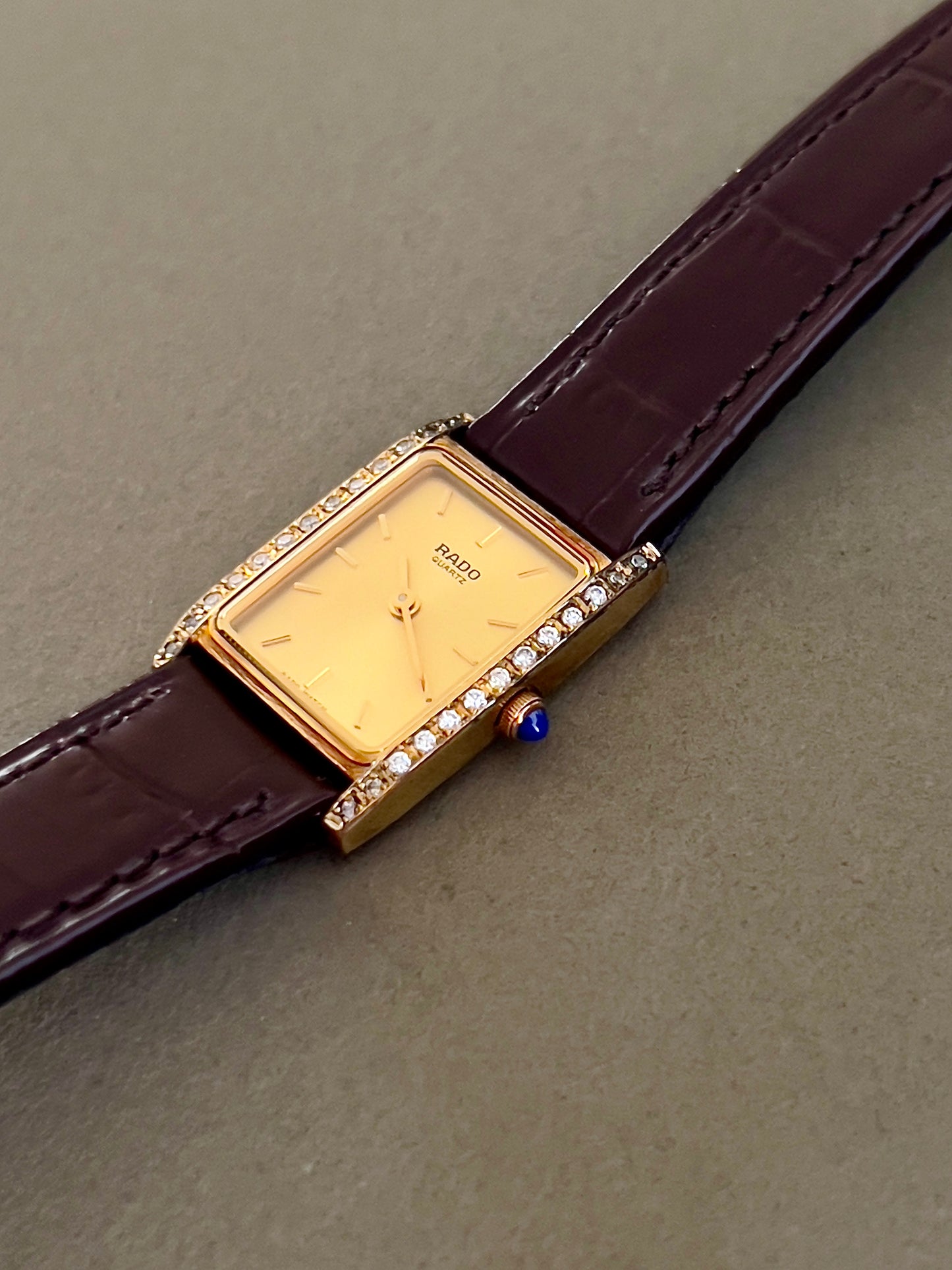 Rado Tank Gold Toned Woman's Watch with Inlaid Diamonds