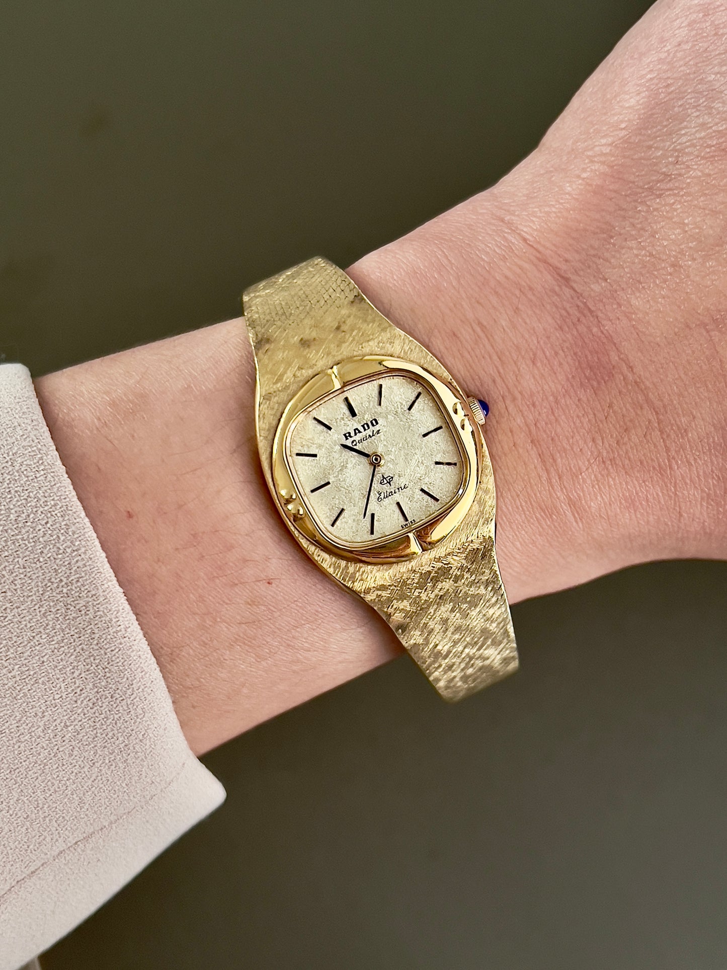 Rado Gold Toned Woman's Watch with Linen Textured Dial