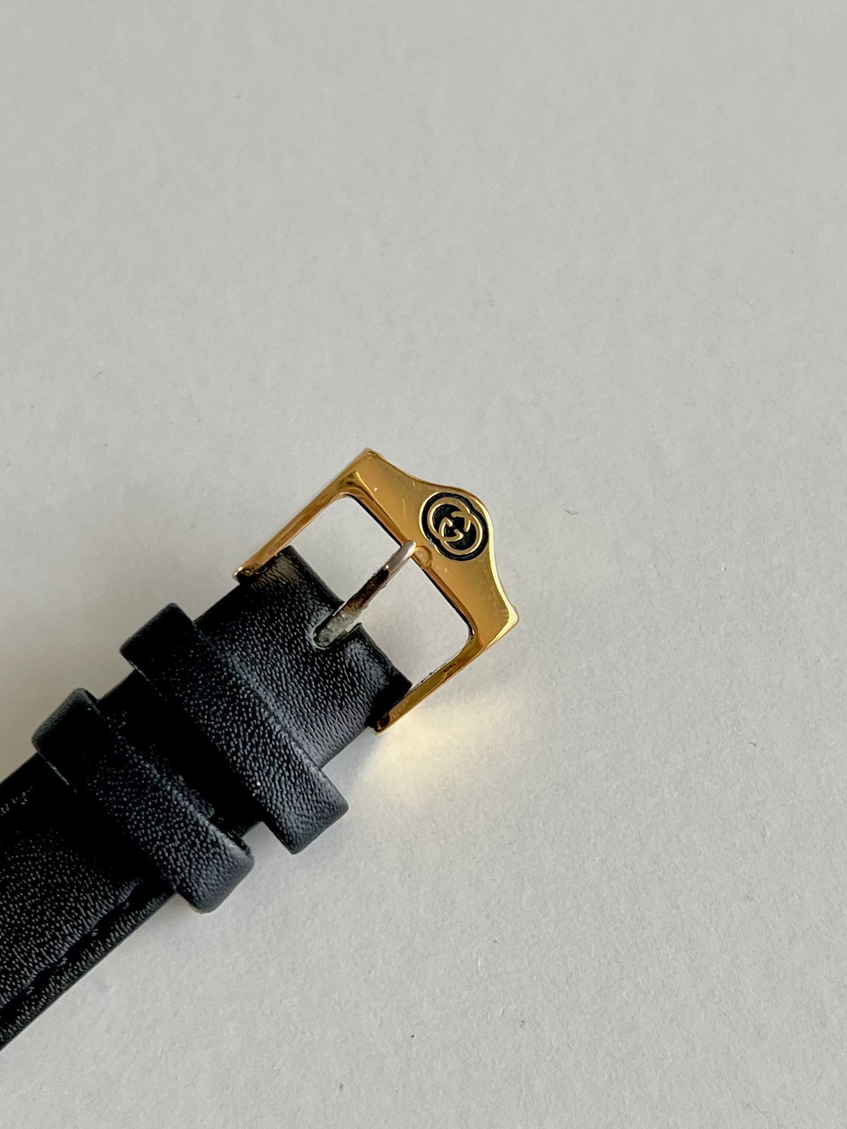 Gucci 5300M Gold Unisex Watch Mother of Pearl Dial, dial close up of a vintage women's watch at Gilded Hour.