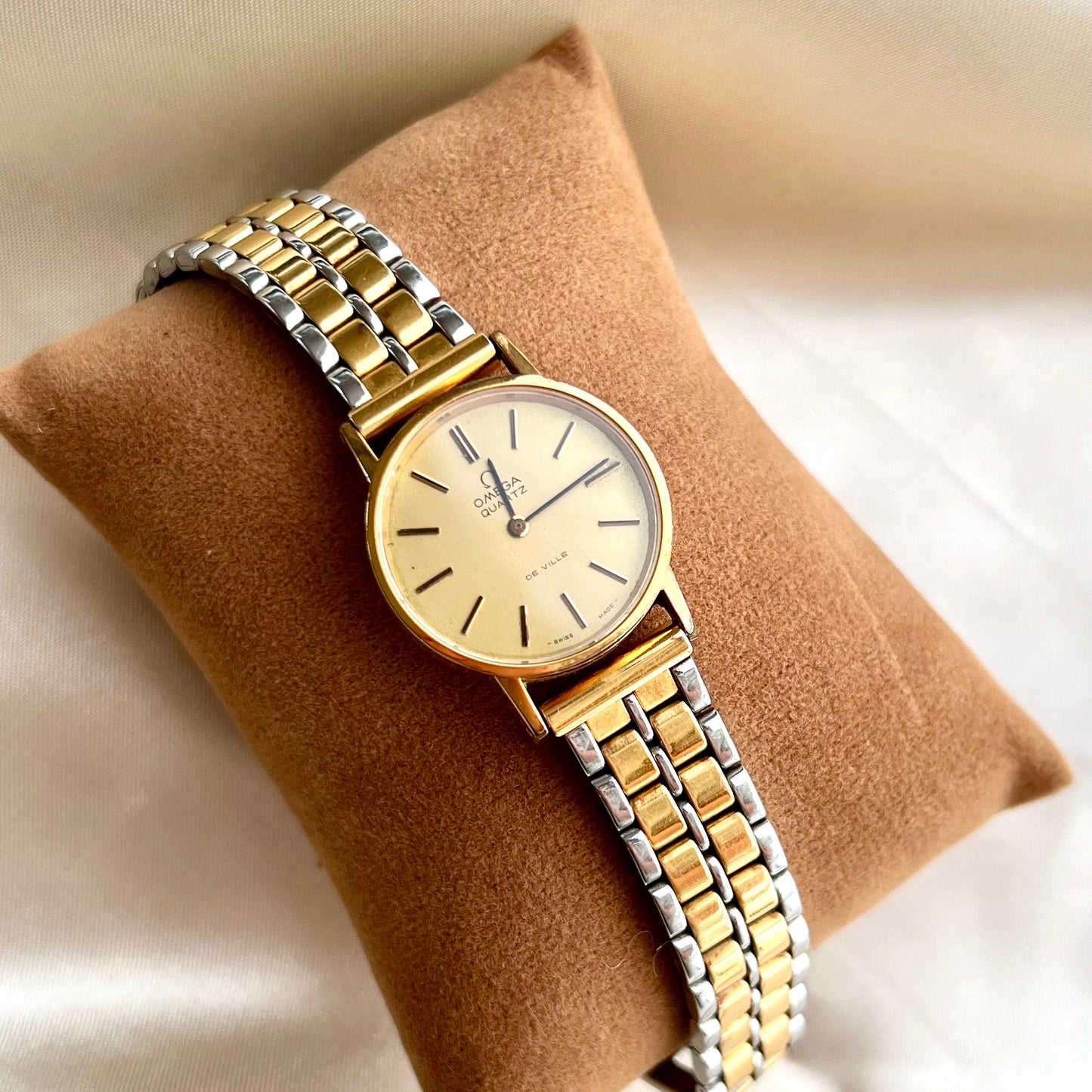 Omega De Ville Round Gold Women’s Watch with Two Tone Bracelet