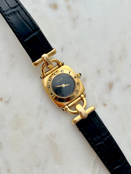 Gucci Gold Horsebit Women's Watch Black Dial 6300L