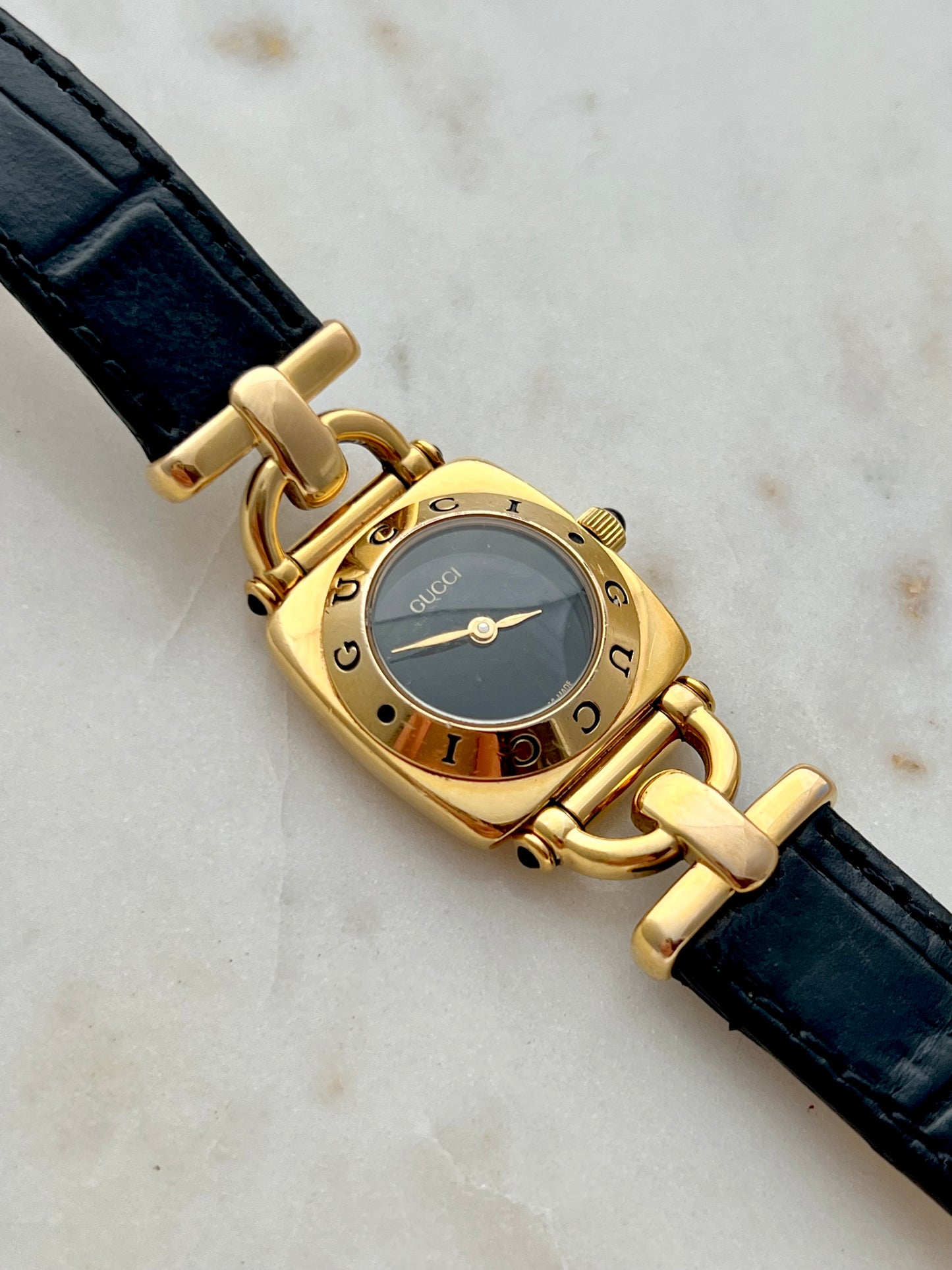 Gucci Gold Horsebit Women's Watch Black Dial 6300L