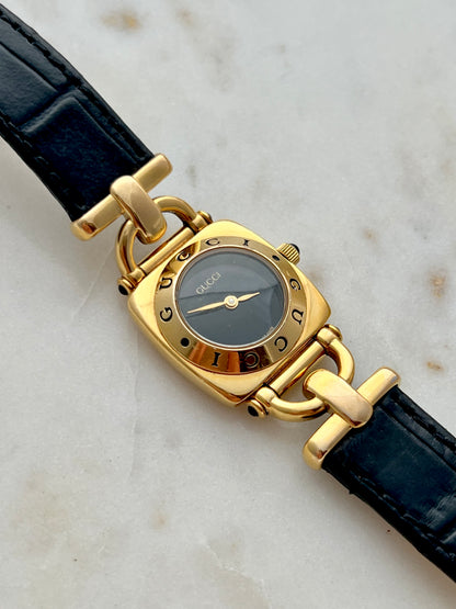 Gucci Gold Horsebit Women's Watch Black Dial 6300L