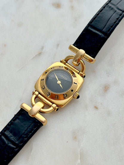 Gucci Gold Horsebit Women's Watch Black Dial 6300L