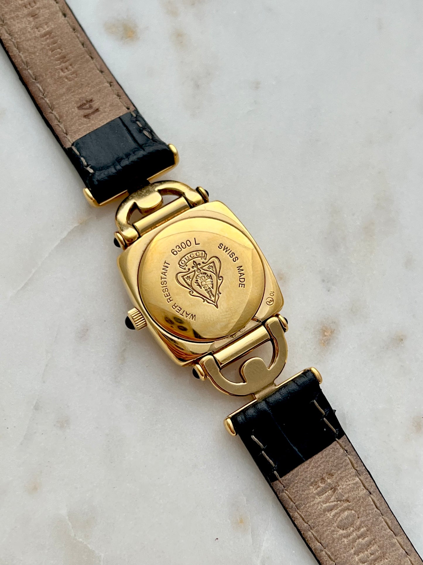 Gucci Gold Horsebit Women's Watch Black Dial 6300L